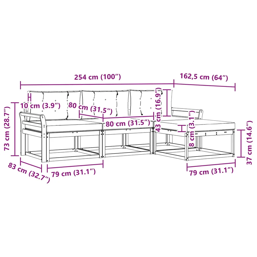 Ensemble de canapés d'extérieur 4 pcs Blanc et anthracite - 6