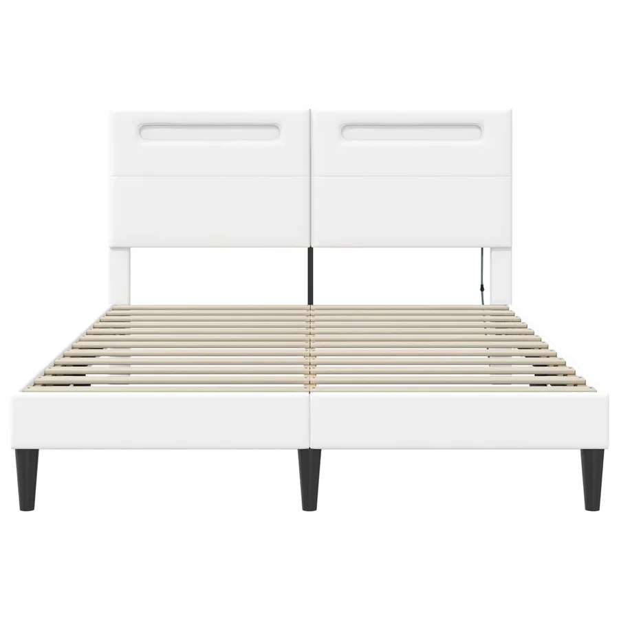 Cadre de lit avec bandes LED Blanc 140 x 200 cm Simili cuir - 6
