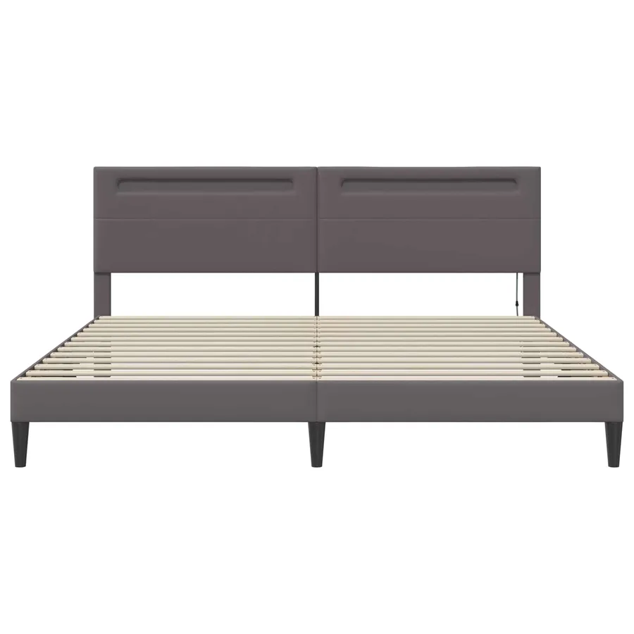Cadre de lit avec bandes LED Gris 180 x 200 cm Simili cuir - 6