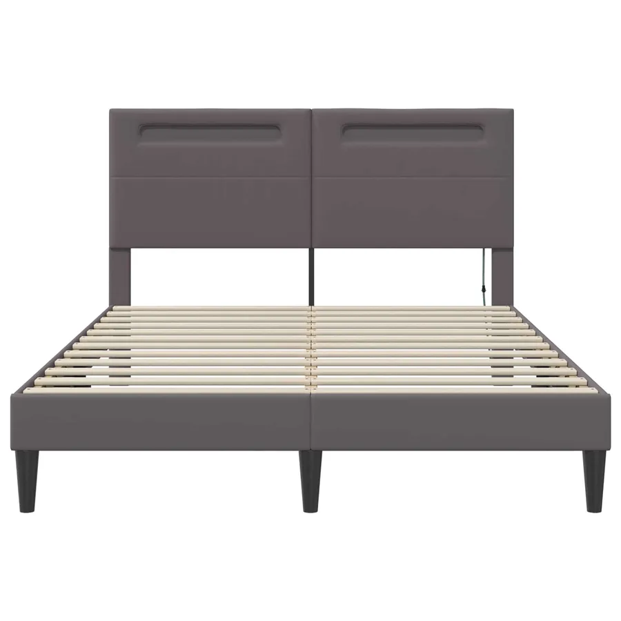 Cadre de lit avec bandes LED Gris 140 x 200 cm Simili cuir - 6