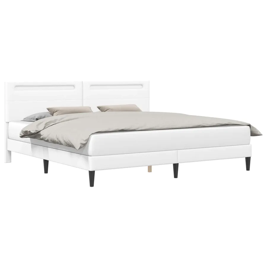 Cadre de lit avec bandes LED Blanc 180 x 200 cm Simili cuir - 3