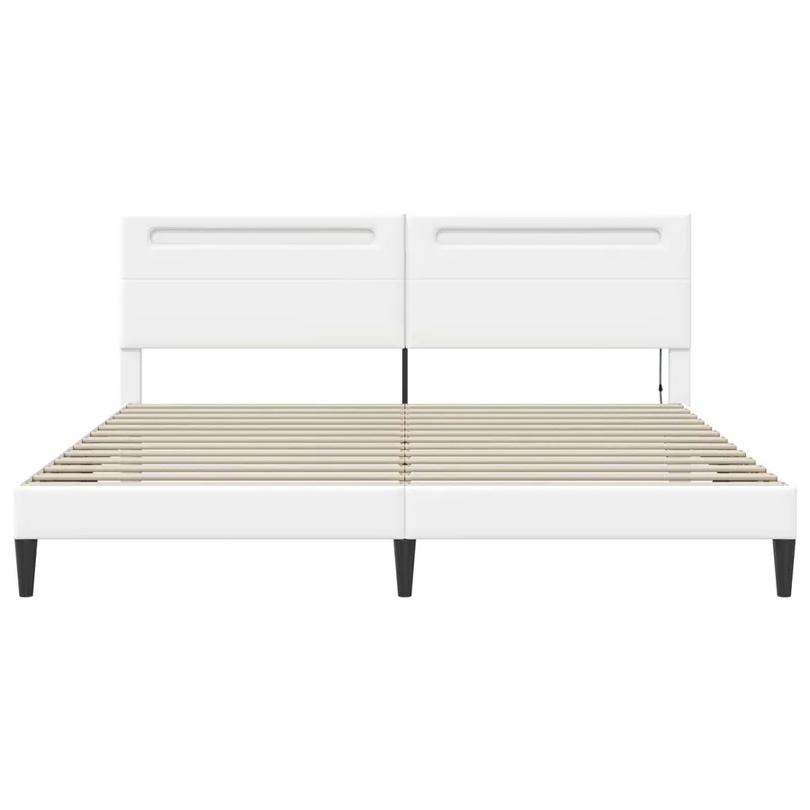 Cadre de lit avec bandes LED Blanc 180 x 200 cm Simili cuir - 6