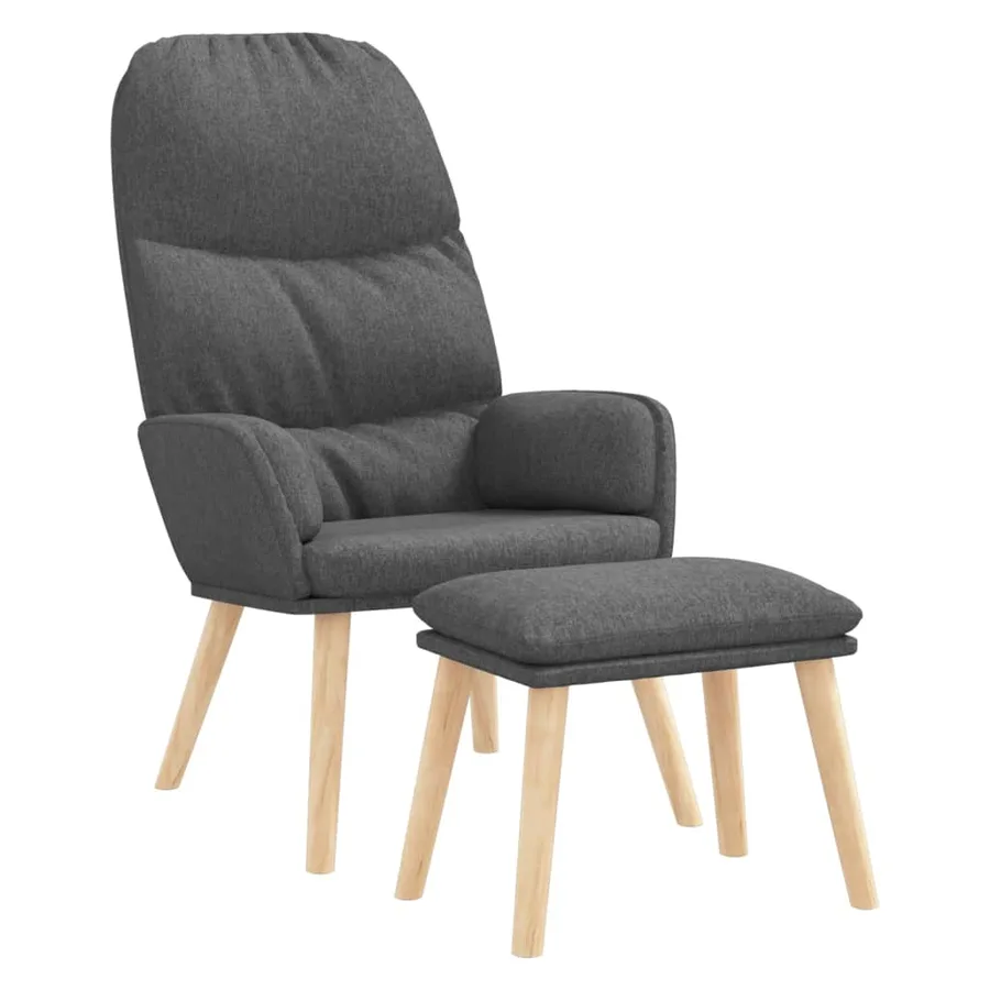 Chaise de relaxation avec tabouret Gris clair Tissu - 2