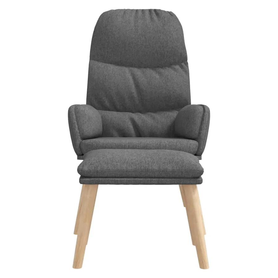 Chaise de relaxation avec tabouret Gris clair Tissu - 3