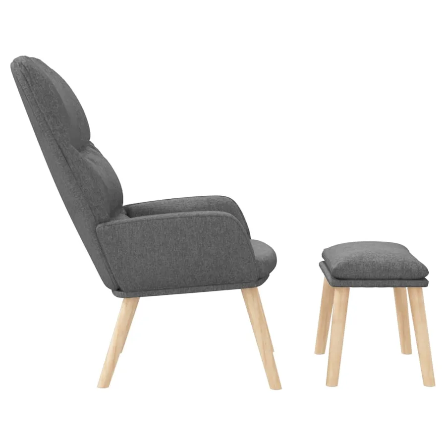 Chaise de relaxation avec tabouret Gris clair Tissu - 4
