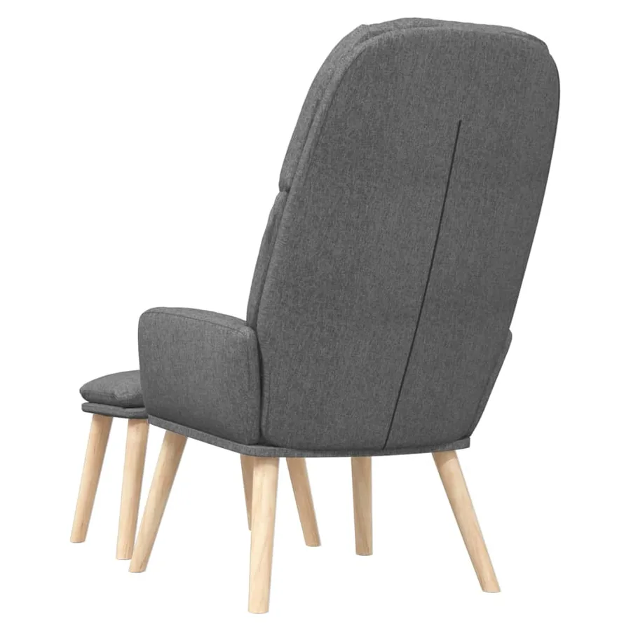 Chaise de relaxation avec tabouret Gris clair Tissu - 5