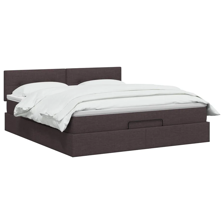 Lit ottoman avec matelas Marron foncé 140 x 190 cm Tissu - 2