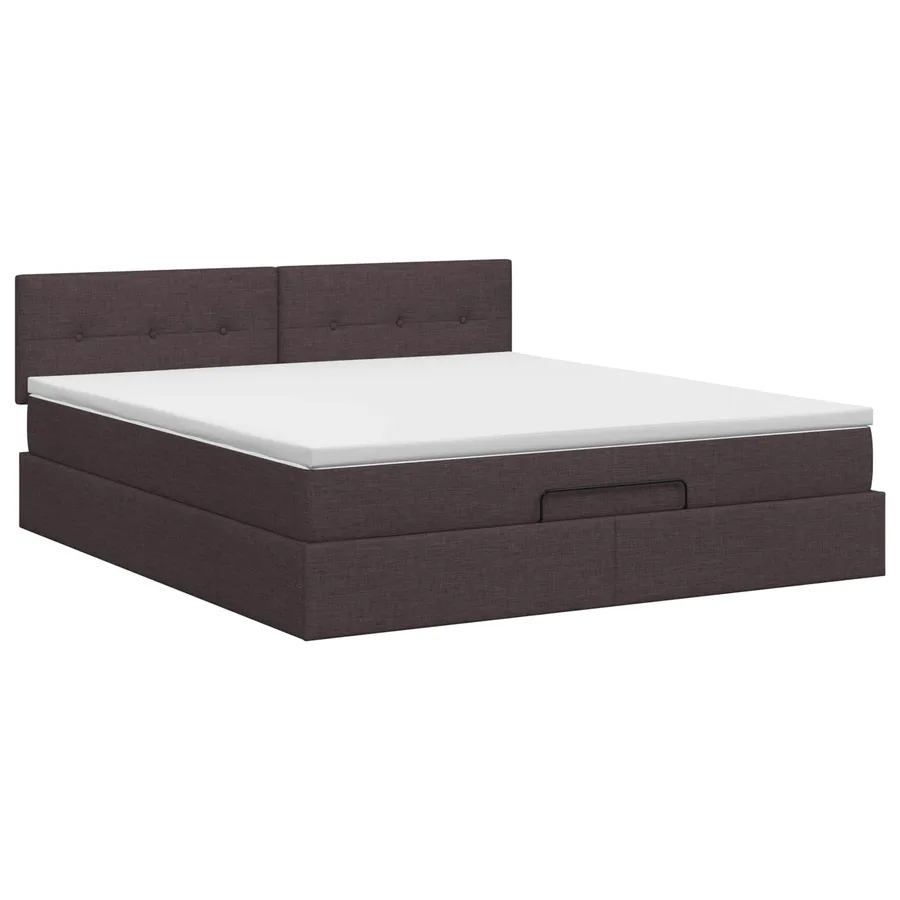 Lit ottoman avec matelas Marron foncé 140 x 190 cm Tissu - 4