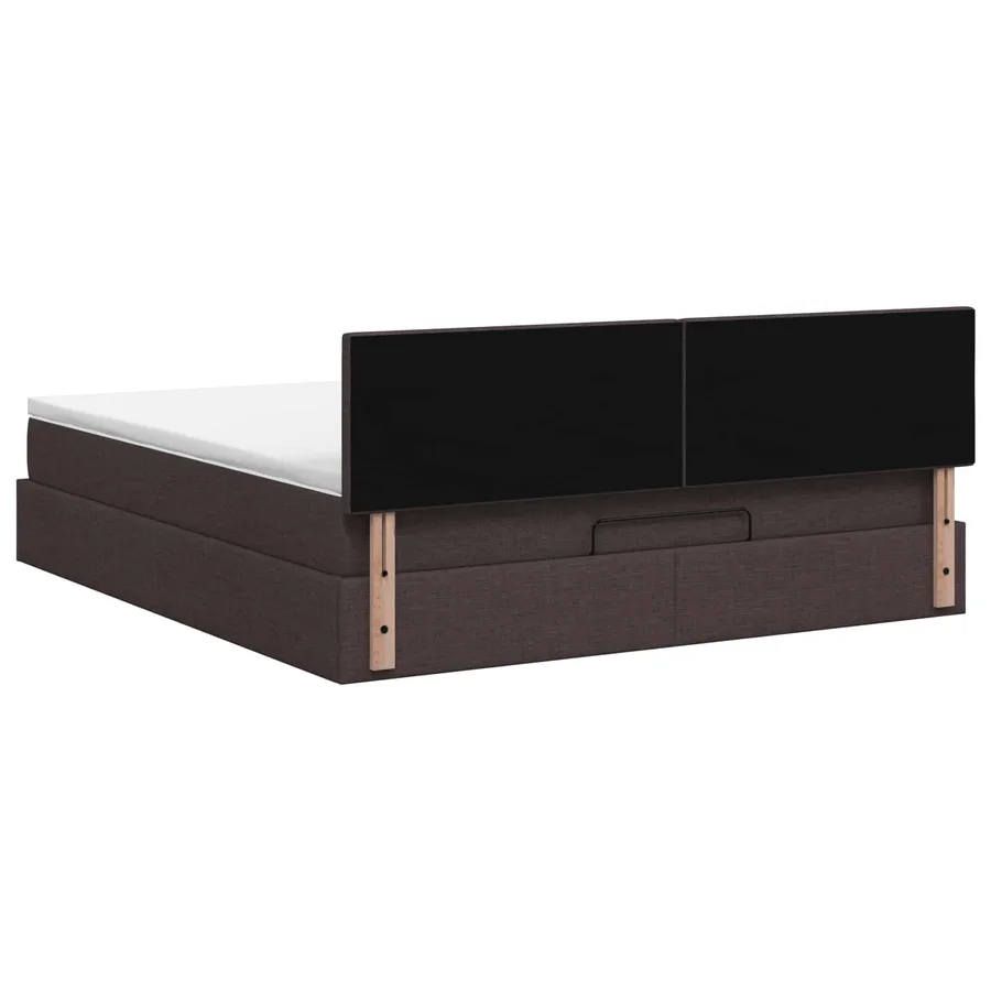 Lit ottoman avec matelas Marron foncé 140 x 190 cm Tissu - 8