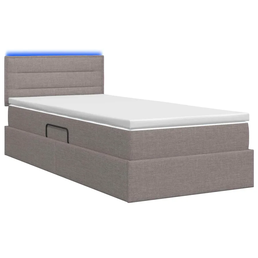 Lit de rangement LED avec matelas Taupe 90 x 200 cm Tissu - 7