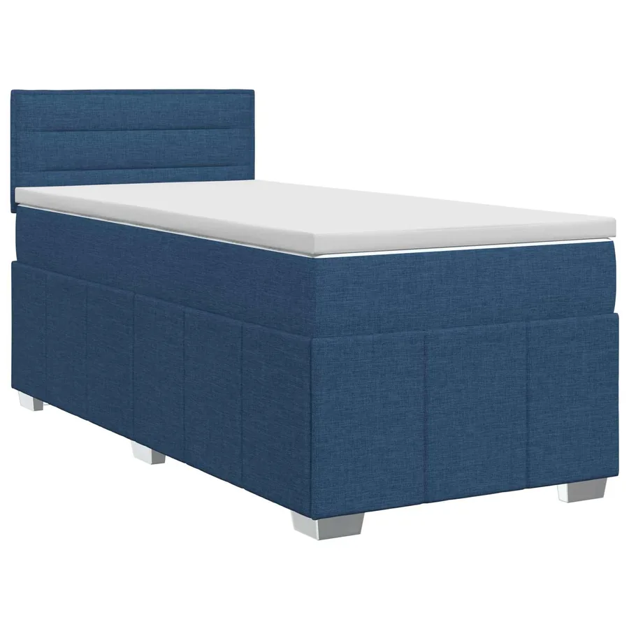 Lit boxspring avec matelas Bleu 90 x 200 cm Tissu