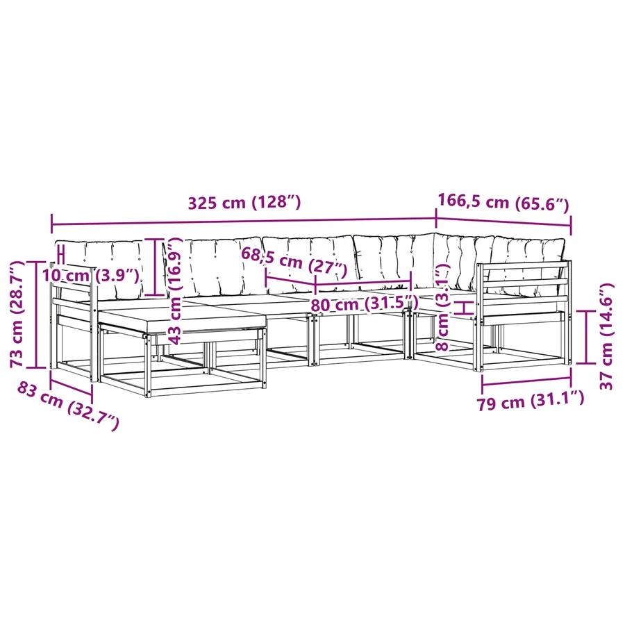 Ensemble de canapés d'extérieur 6 pcs Blanc et noir - 8