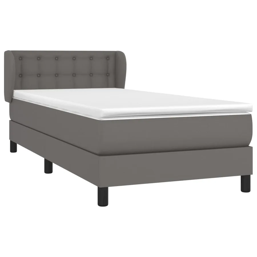 Sommier à lattes de lit avec matelas Gris 90x200 cm Similicuir - 3