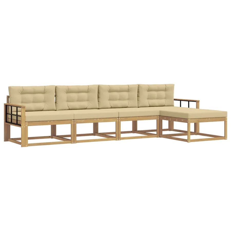 Ensemble de canapés d'extérieur 4 pcs Blanc et Beige Polyester - 2