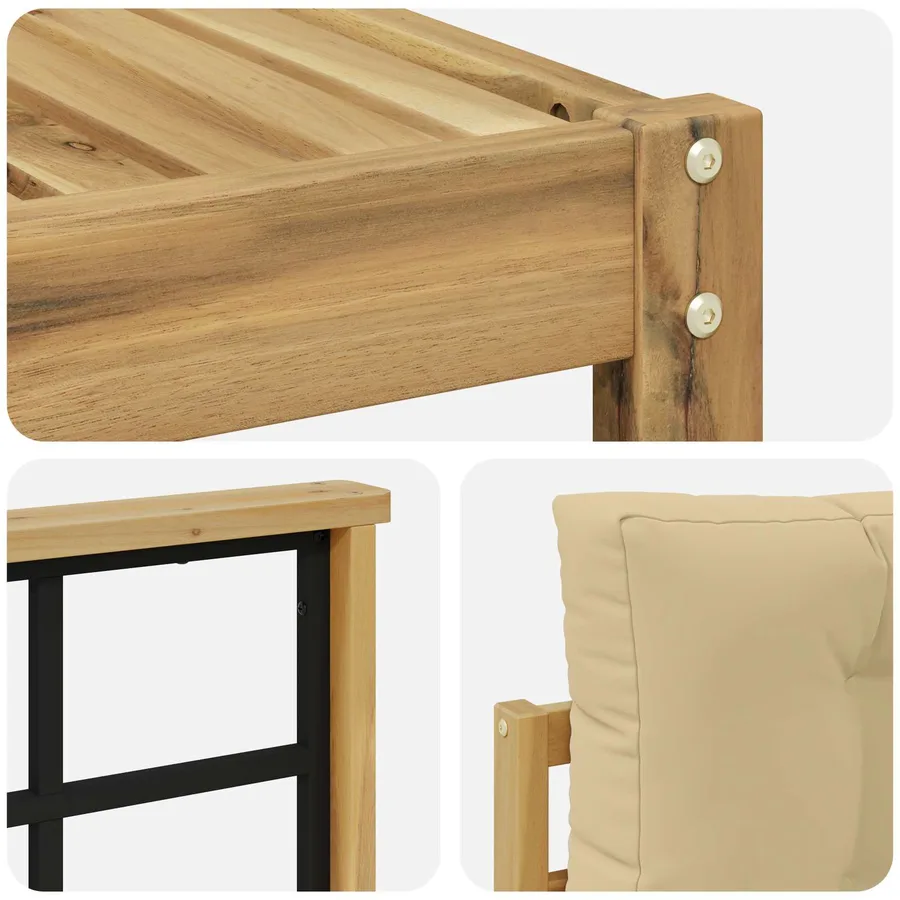 Ensemble de canapés d'extérieur 4 pcs Blanc et Beige Polyester - 5