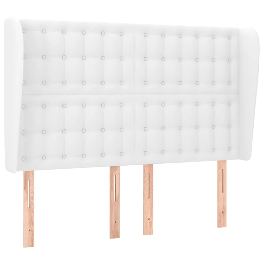 Tête de lit avec oreilles Blanc 147x23x118/128 cm Similicuir - 2