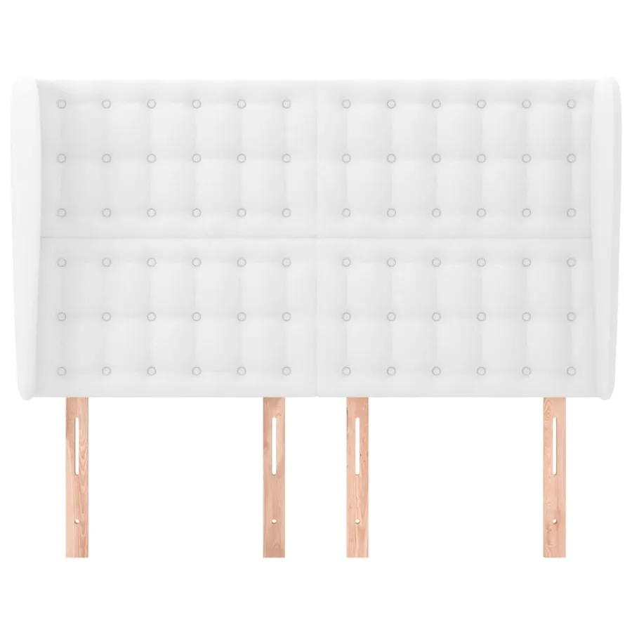 Tête de lit avec oreilles Blanc 147x23x118/128 cm Similicuir - 3