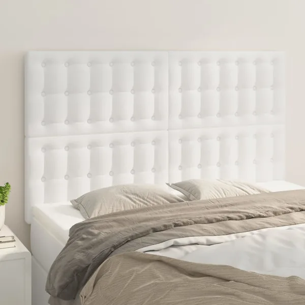 Tête de lit blanche 144 x 5 x 118/128 cm similicuir