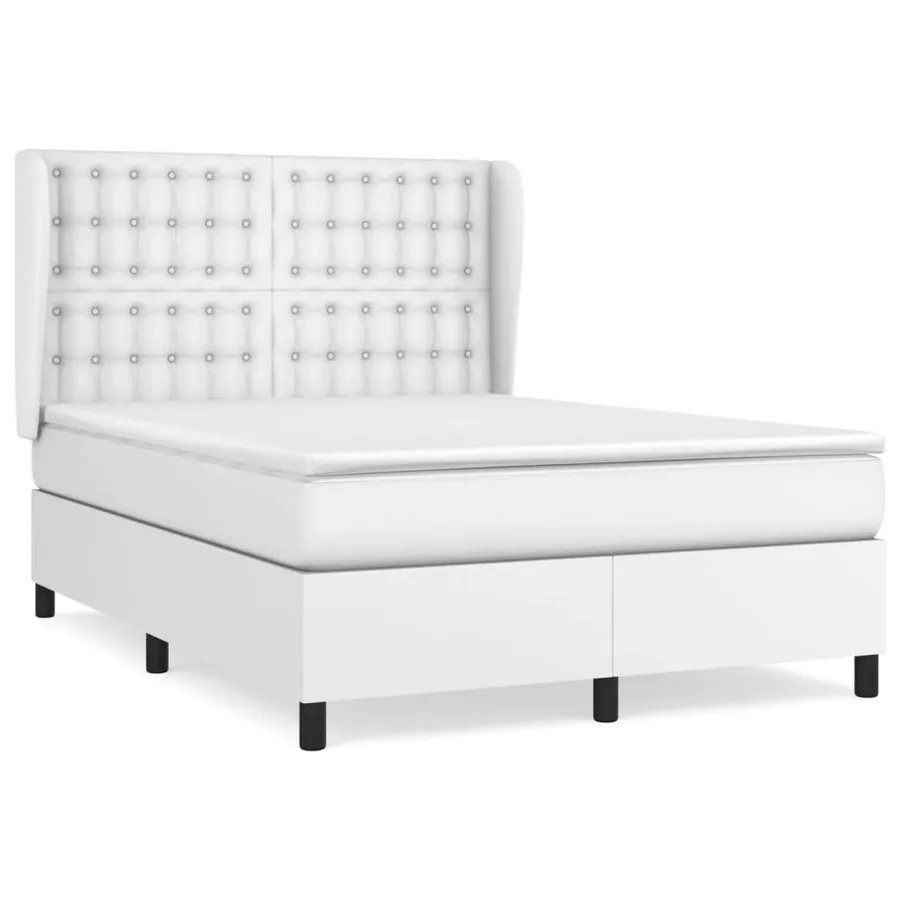 Sommier à lattes de lit avec matelas Blanc 140x200cm Similicuir - 2