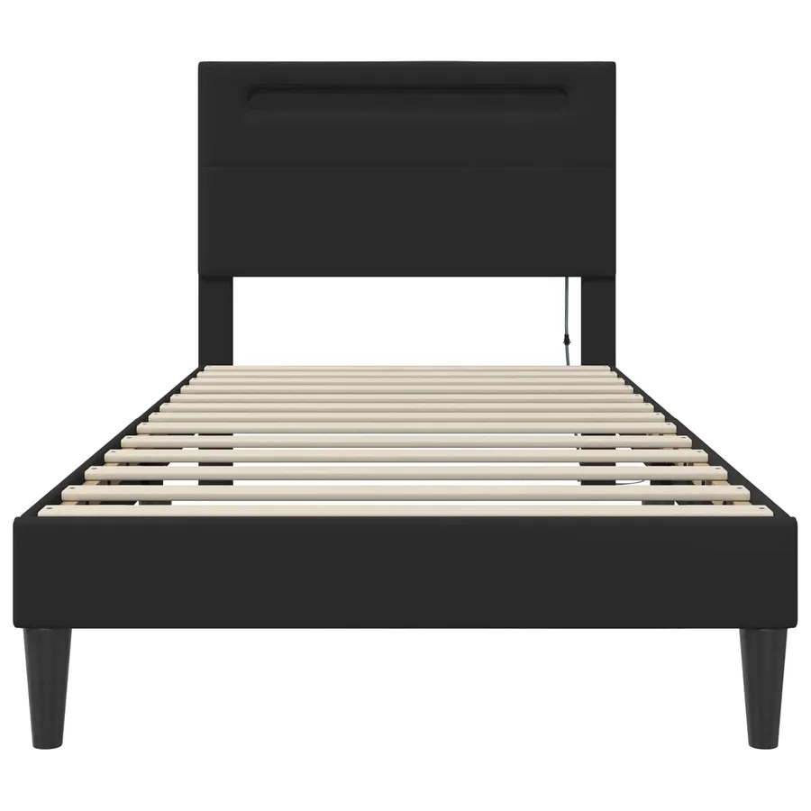 Cadre de lit avec bandes LED Noir 90 x 190 cm Simili cuir - 6