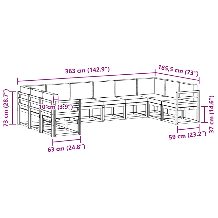 Ensemble de canapés d'extérieur 10 pcs Blanc et crème - 8