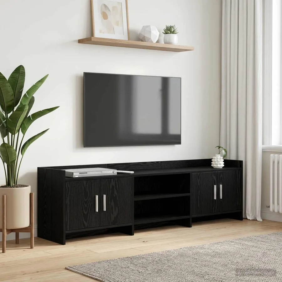 Meuble TV 168 x 33 x 47 cm Chêne noir Bois d'ingénierie
