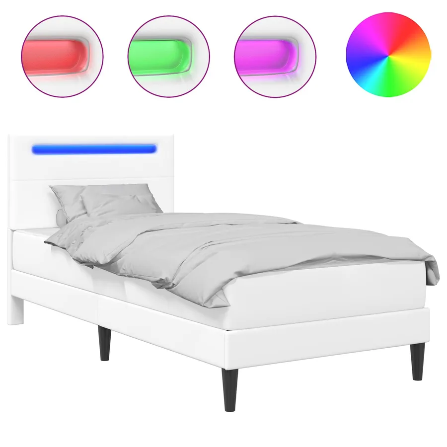 Cadre de lit avec bandes LED Blanc 80 x 200 cm Simili cuir - 2