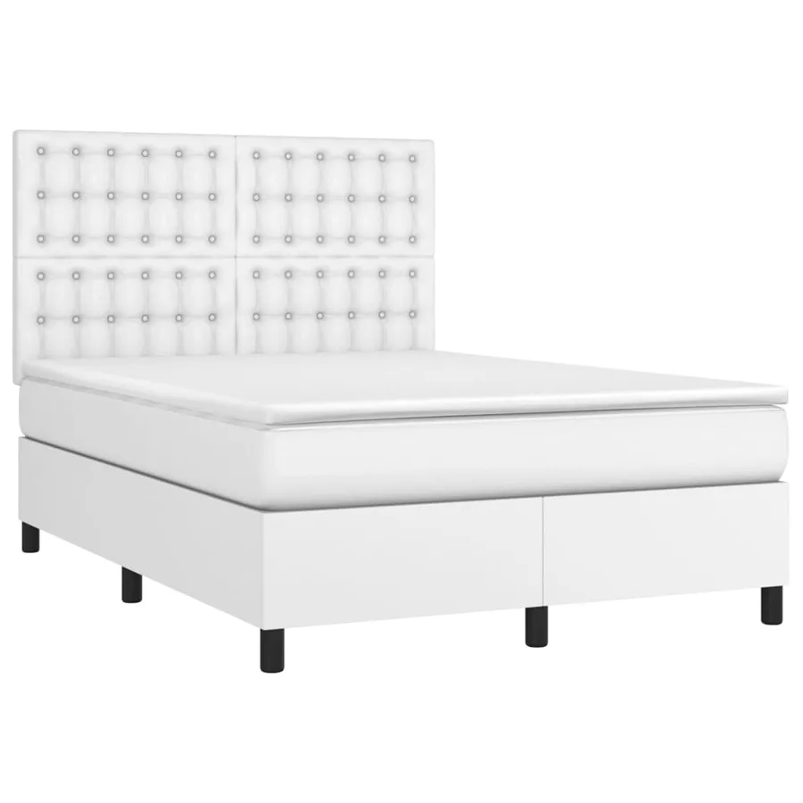 Sommier à lattes de lit avec matelas et LED Blanc 140x200 cm - 3