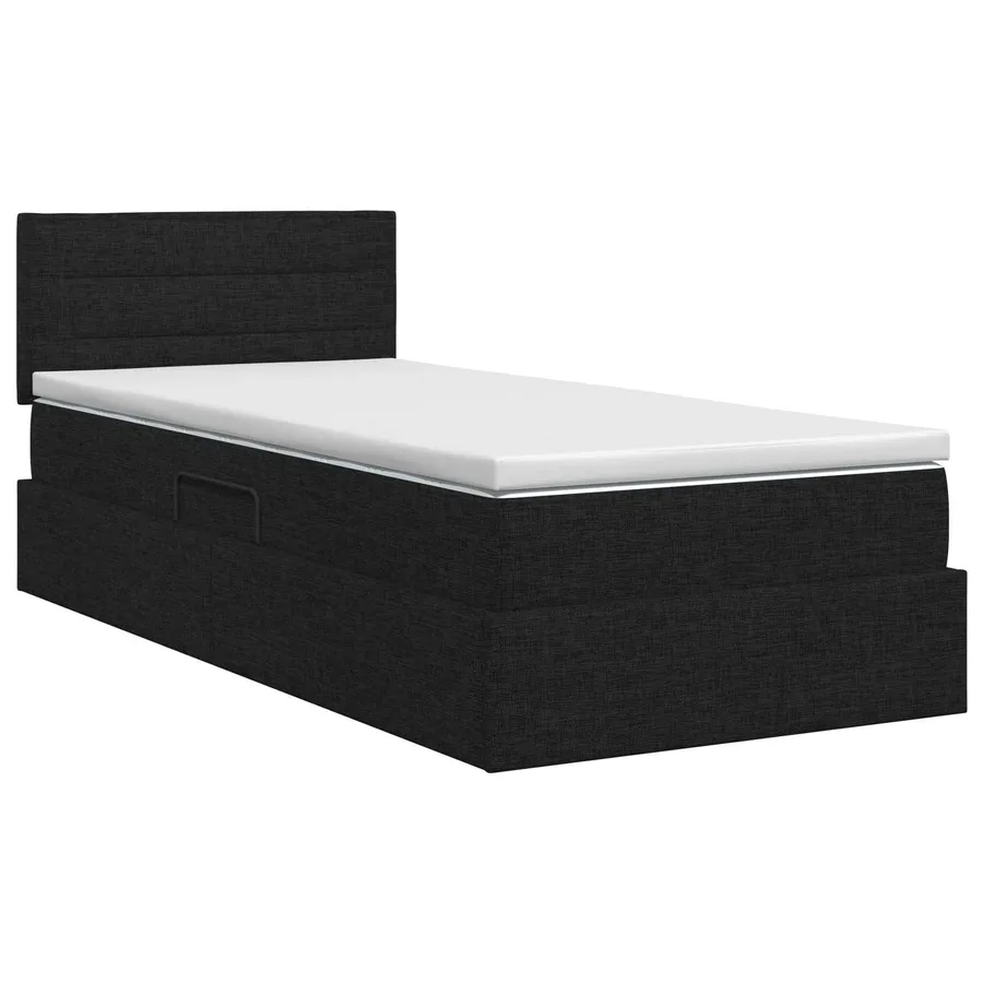 Lit avec rangement et matelas avec tête de lit Noir 90 x 200 cm - 7