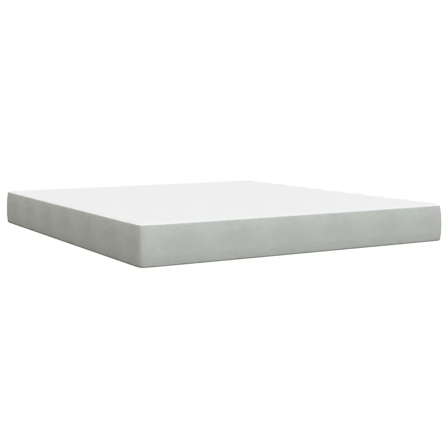 Lit boxspring LED avec matelas Gris clair 180 x 200 cm Velours - 5