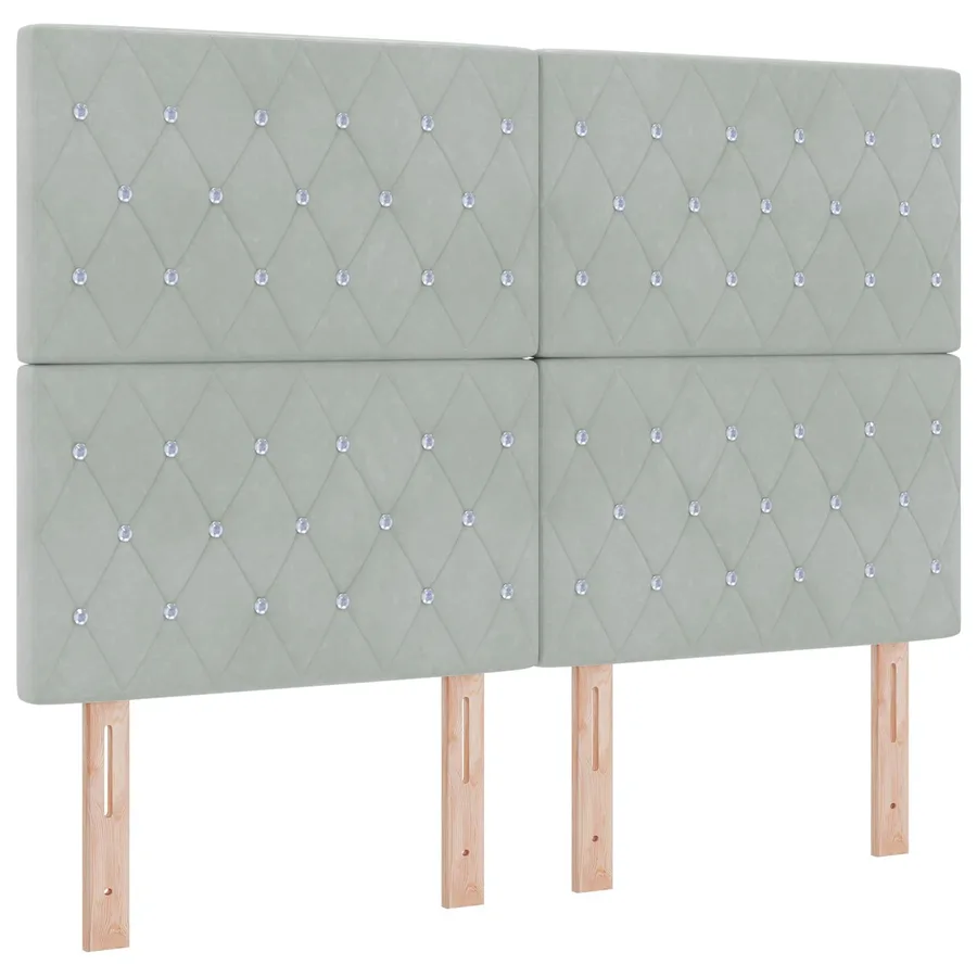 Lit boxspring LED avec matelas Gris clair 160 x 200 cm Velours - 3