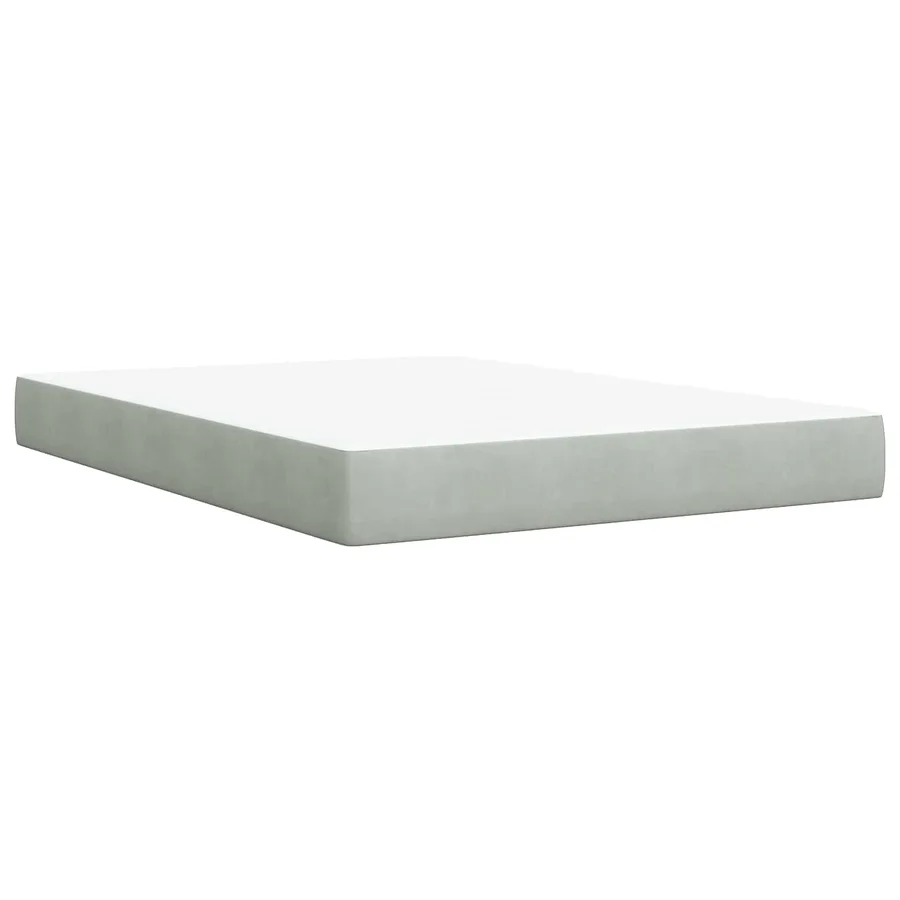 Lit boxspring LED avec matelas Gris clair 160 x 200 cm Velours - 5