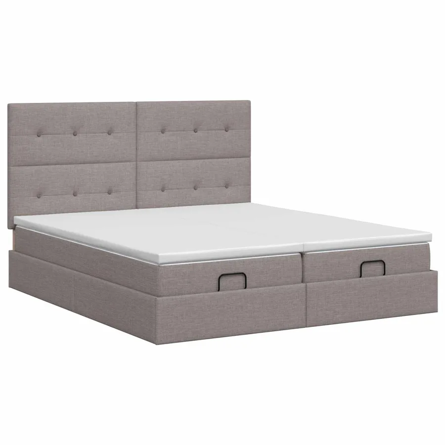 Lit ottoman avec matelas avec tête de lit 2 pc Taupe Tissu - 7
