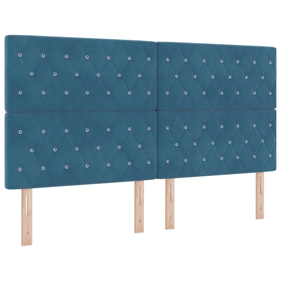 Lit ottoman avec matelas 2 pcs Bleu foncé Velours - 3
