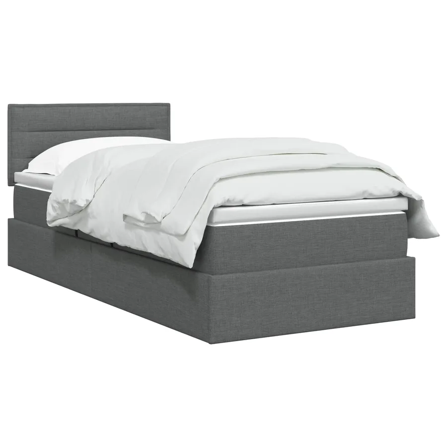 Lit de rangement LED avec matelas Gris foncé 90 x 200 cm Tissu - 2