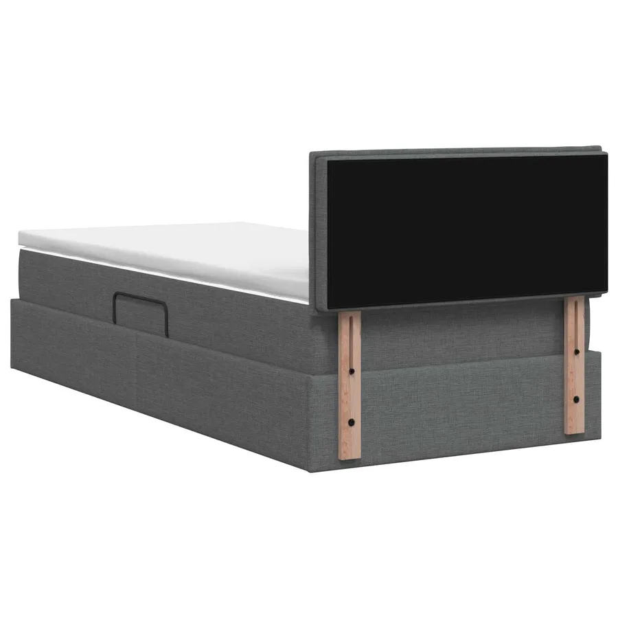 Lit de rangement LED avec matelas Gris foncé 90 x 200 cm Tissu - 8