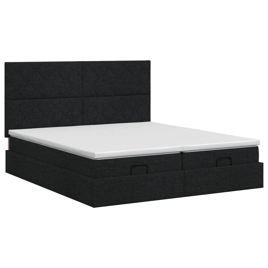 Lit ottoman avec matelas avec tête de lit 2 pc Noir Tissu - 7