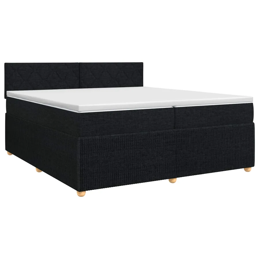 Lit boxspring avec matelas Noir 200 x 200 cm Tissu