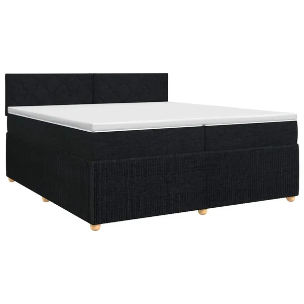 Lit boxspring avec matelas Noir 200 x 200 cm Tissu