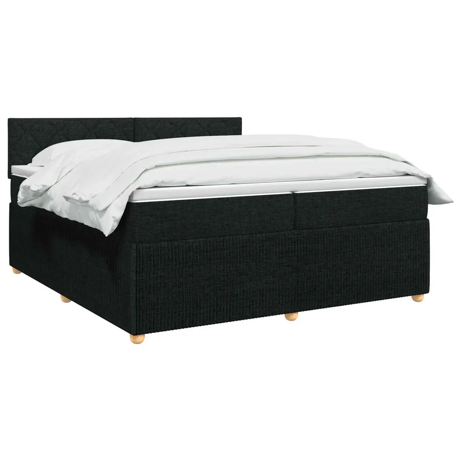 Lit boxspring avec matelas Noir 200 x 200 cm Tissu - 2