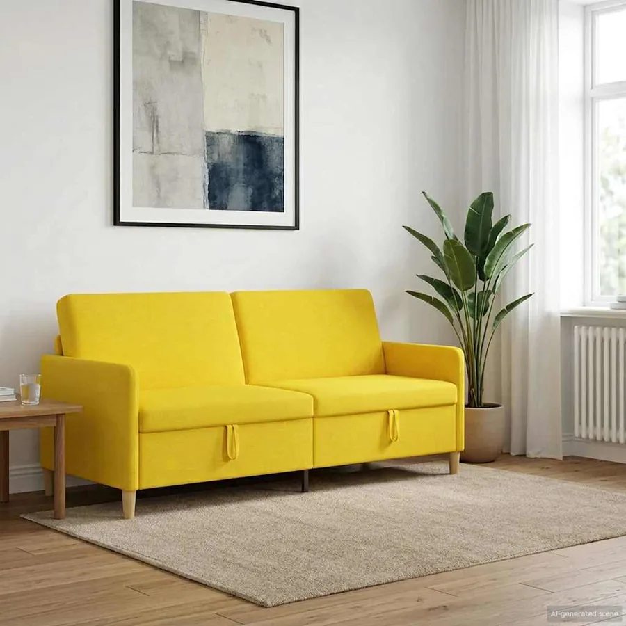 Sofa avec rangement Jaune clair 192 x 78 x 87 cm Polyester