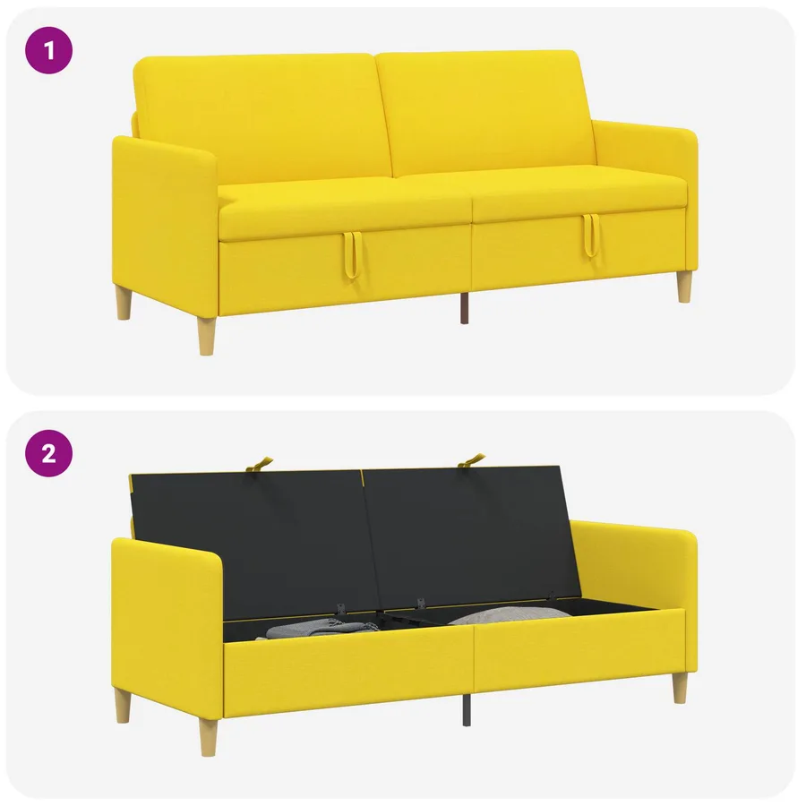 Sofa avec rangement Jaune clair 192 x 78 x 87 cm Polyester - 6