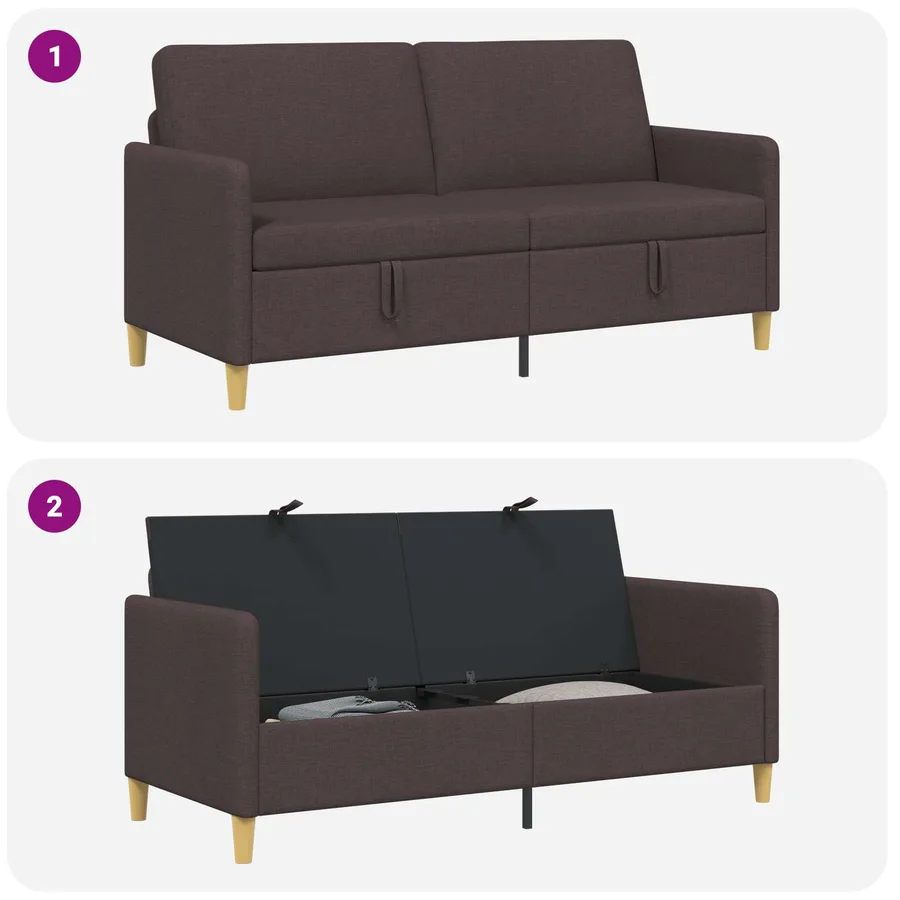 Sofa avec rangement Marron foncé 172 x 78 x 87 cm Polyester - 7