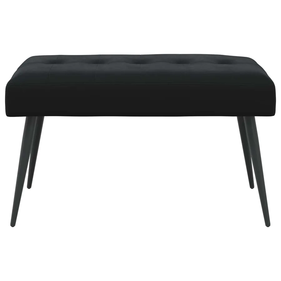 Banc avec capitonnage bouton Noir 80 x 40 x 46 cm Velours - 5