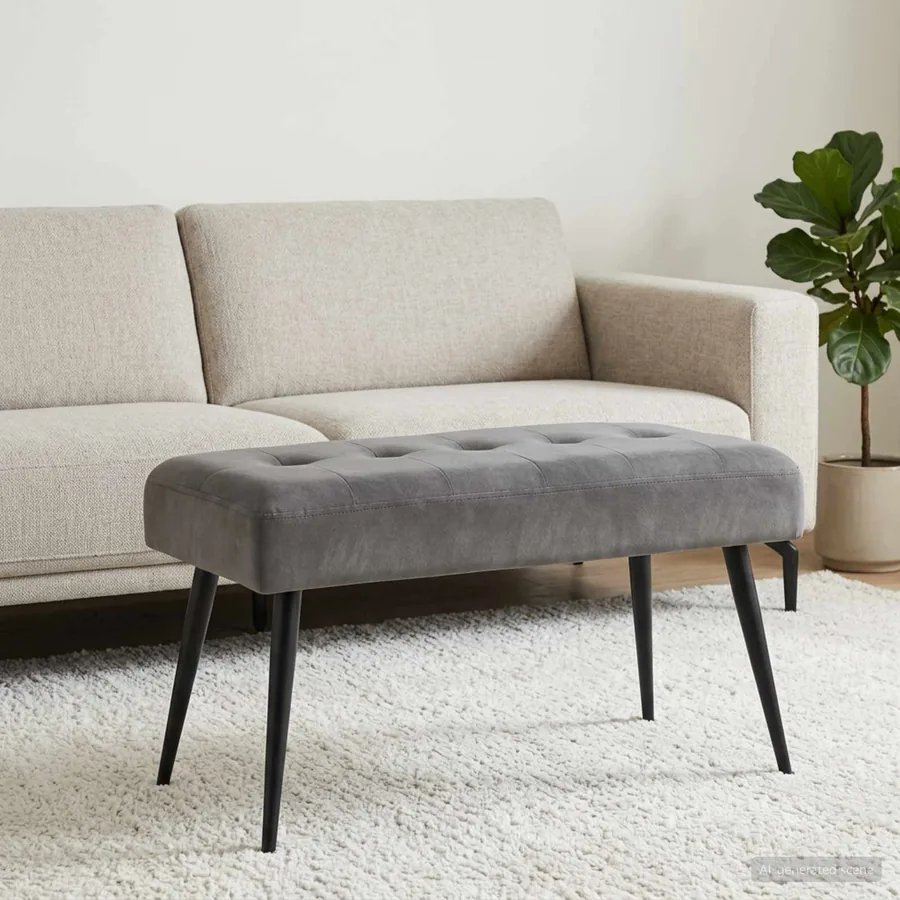 Banc avec capitonnage bouton Gris foncé 80 x 40 x 46 cm Velours