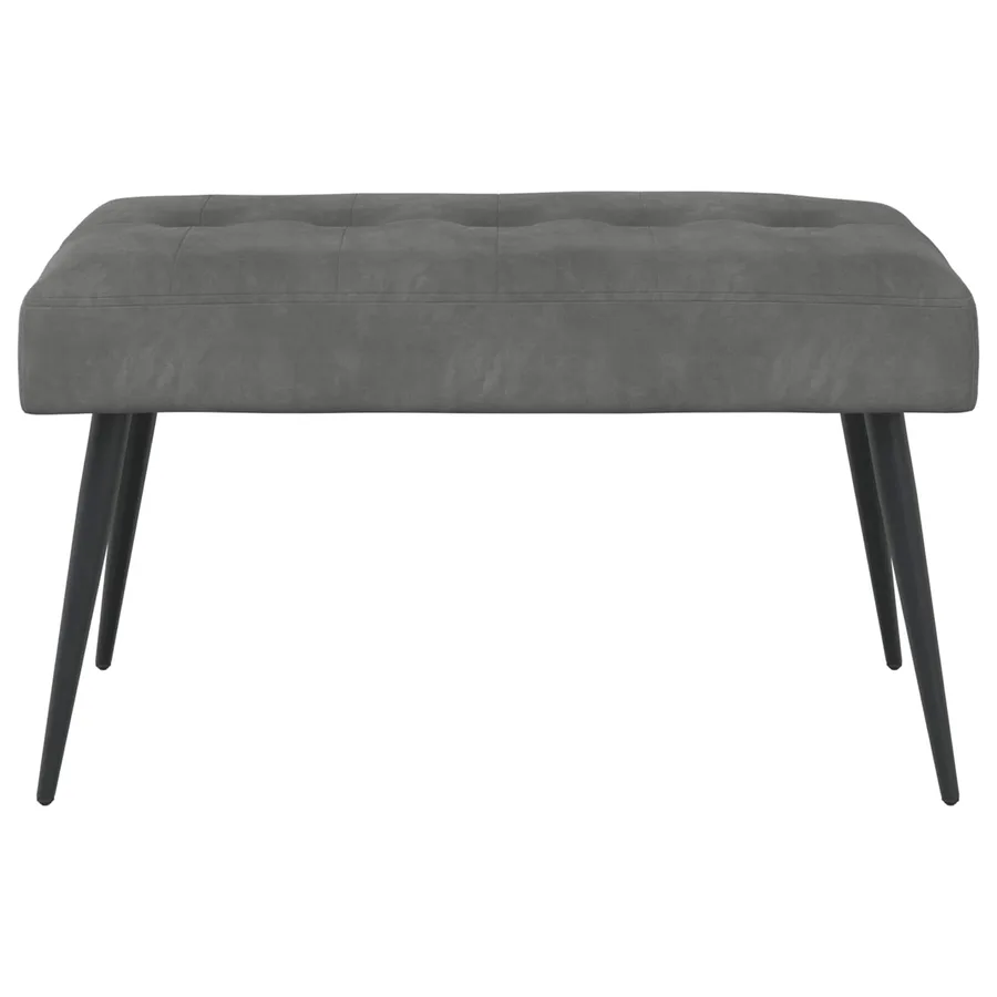 Banc avec capitonnage bouton Gris foncé 80 x 40 x 46 cm Velours - 5