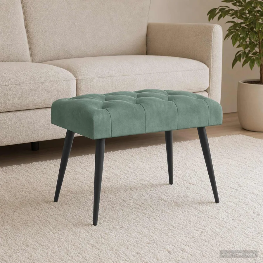 Banc avec capitonnage bouton Vert Mer 60 x 40 x 45 cm Velours - 3