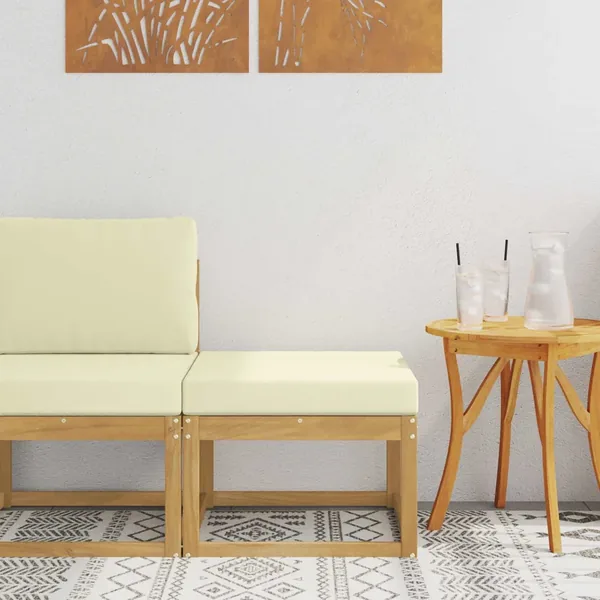 Hocker d'extérieur Bois d'Acacia Massif Blanc