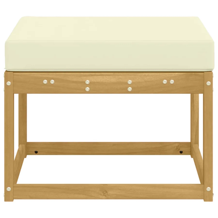 Hocker d'extérieur Bois d'Acacia Massif Blanc - 4