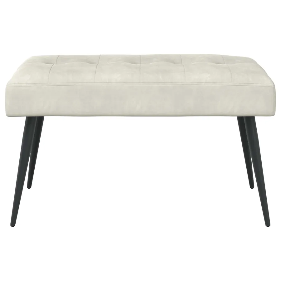 Banc avec capitonnage bouton Crème 80 x 40 x 46 cm Velours - 5